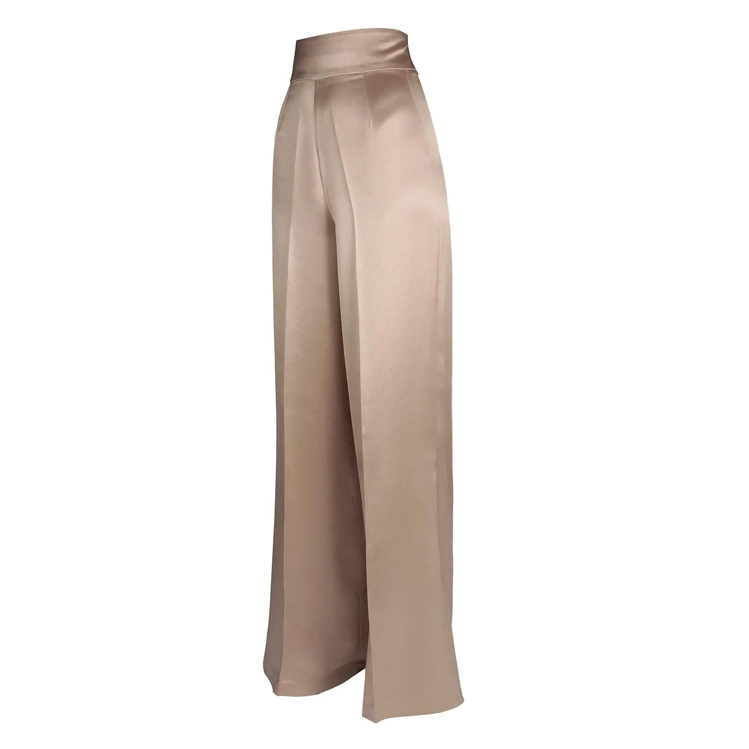 LIMITED EDITION 'Jolie' Heavy Silk Palazzo Trousers in Ostrica
