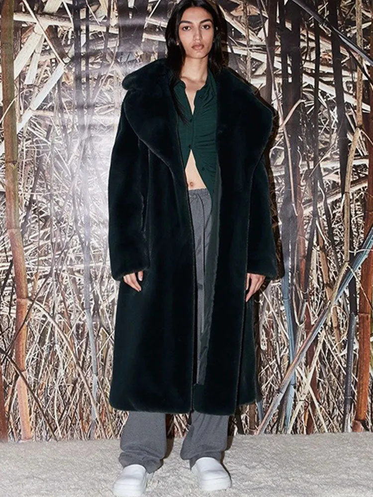 Luxe Oversized Faux Fur Belted Coat