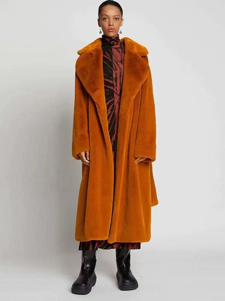 Luxe Oversized Faux Fur Belted Coat