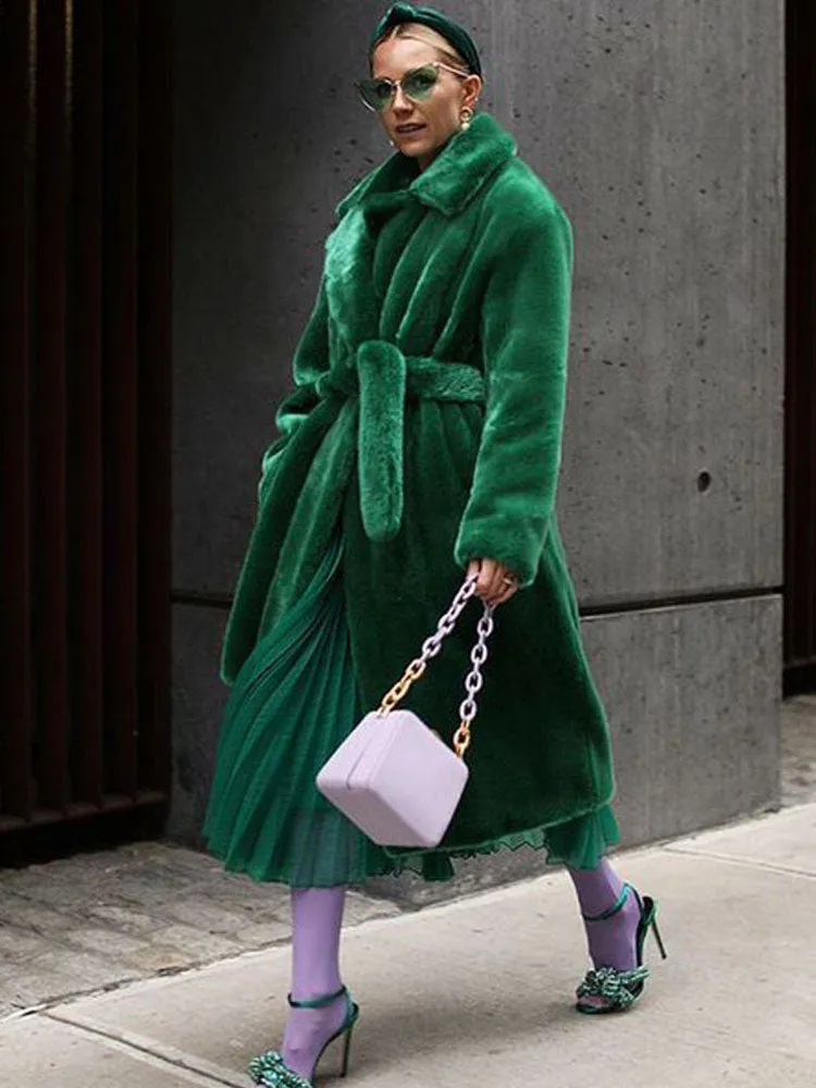 Luxe Oversized Faux Fur Belted Coat