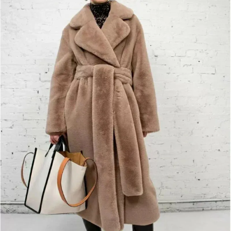 Luxe Oversized Faux Fur Belted Coat