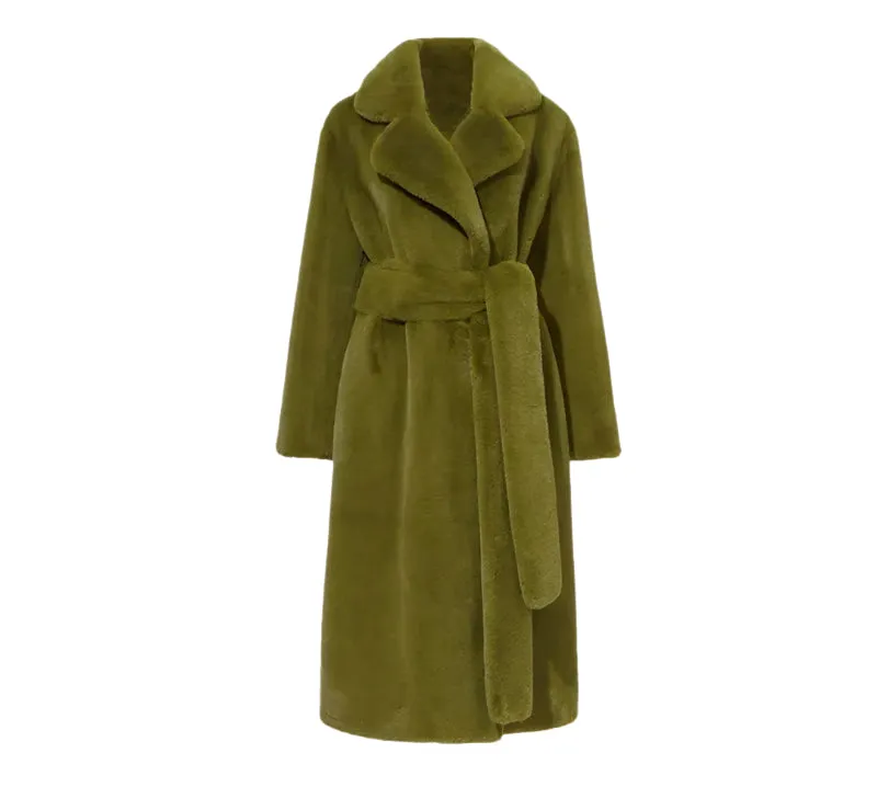 Luxe Oversized Faux Fur Belted Coat
