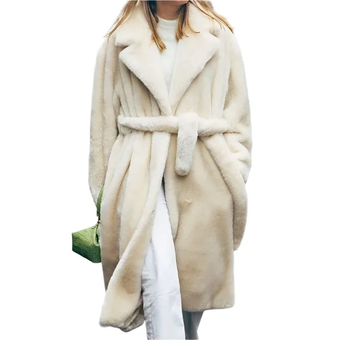 Luxe Oversized Faux Fur Belted Coat