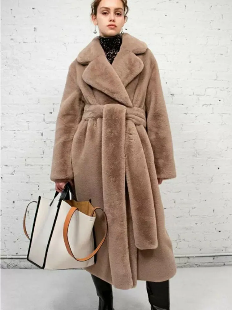 Luxe Oversized Faux Fur Belted Coat
