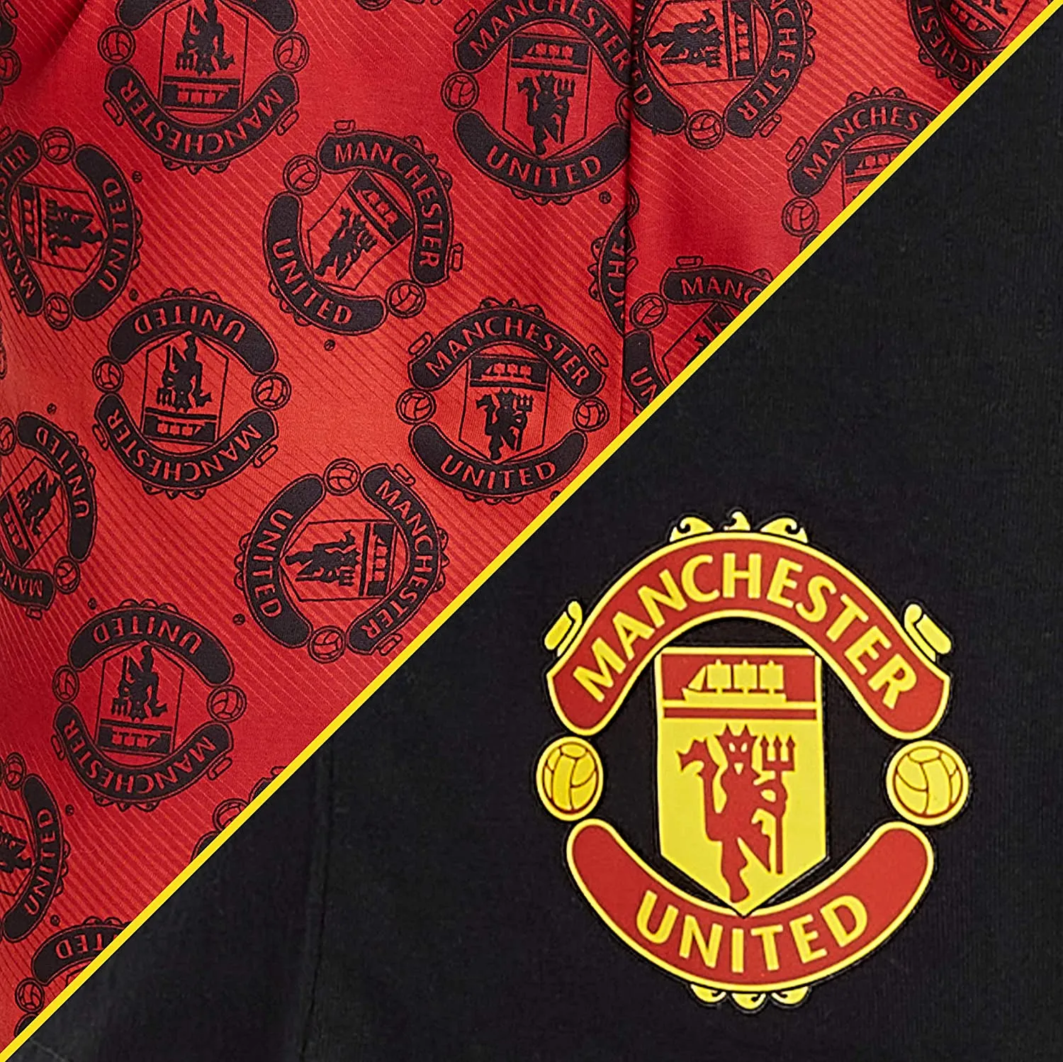 Manchester United F.C. Shorts, Black and Red with Elastic Waist for Men