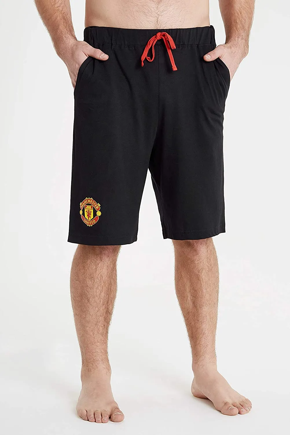 Manchester United F.C. Shorts, Black and Red with Elastic Waist for Men