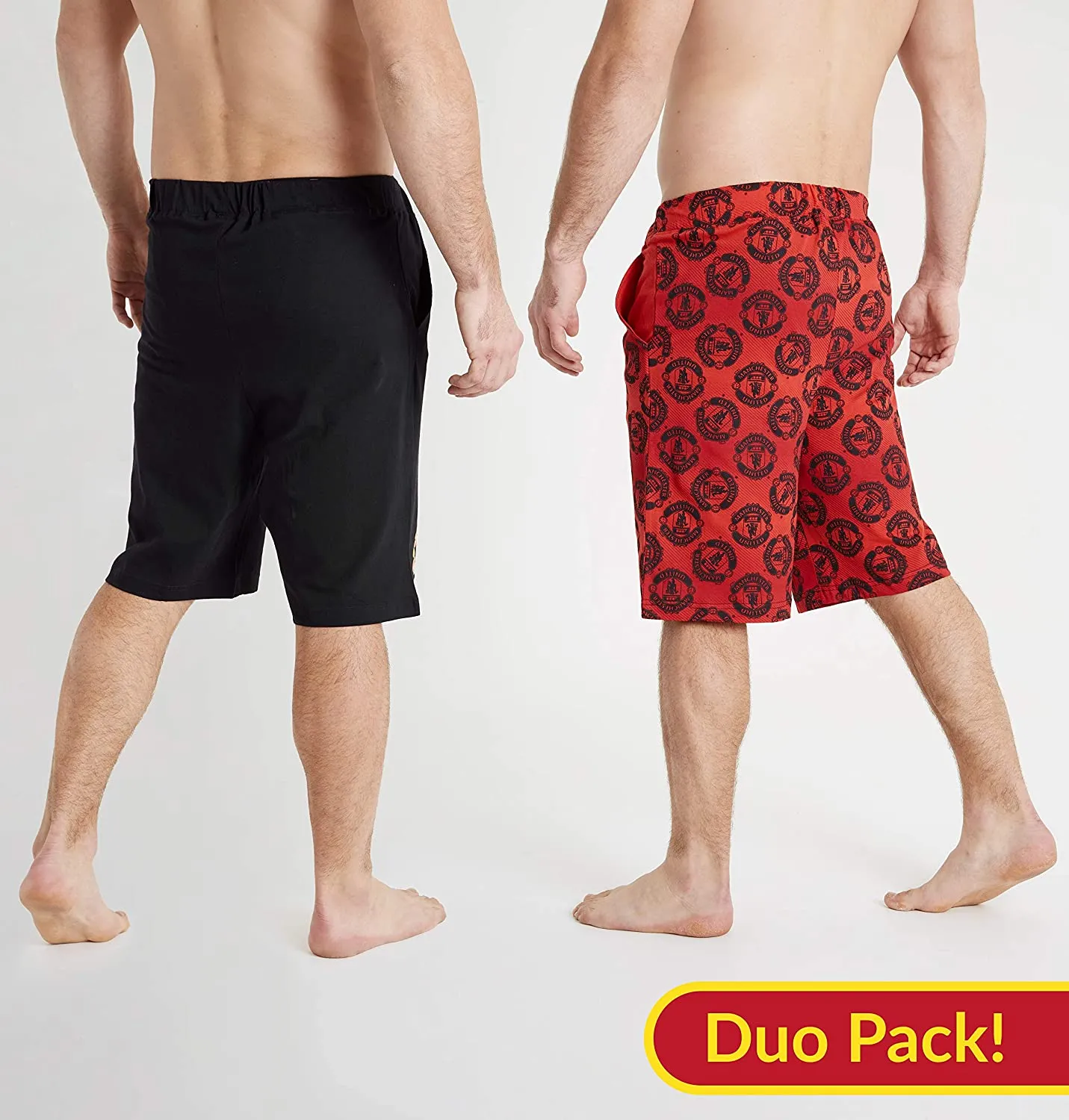 Manchester United F.C. Shorts, Black and Red with Elastic Waist for Men