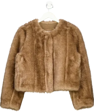 Marcela London Brown Misa Faux Fur Jacket Soft Mink UK M