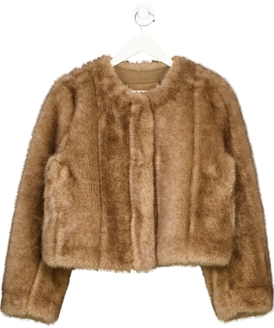 Marcela London Brown Misa Faux Fur Jacket Soft Mink UK M