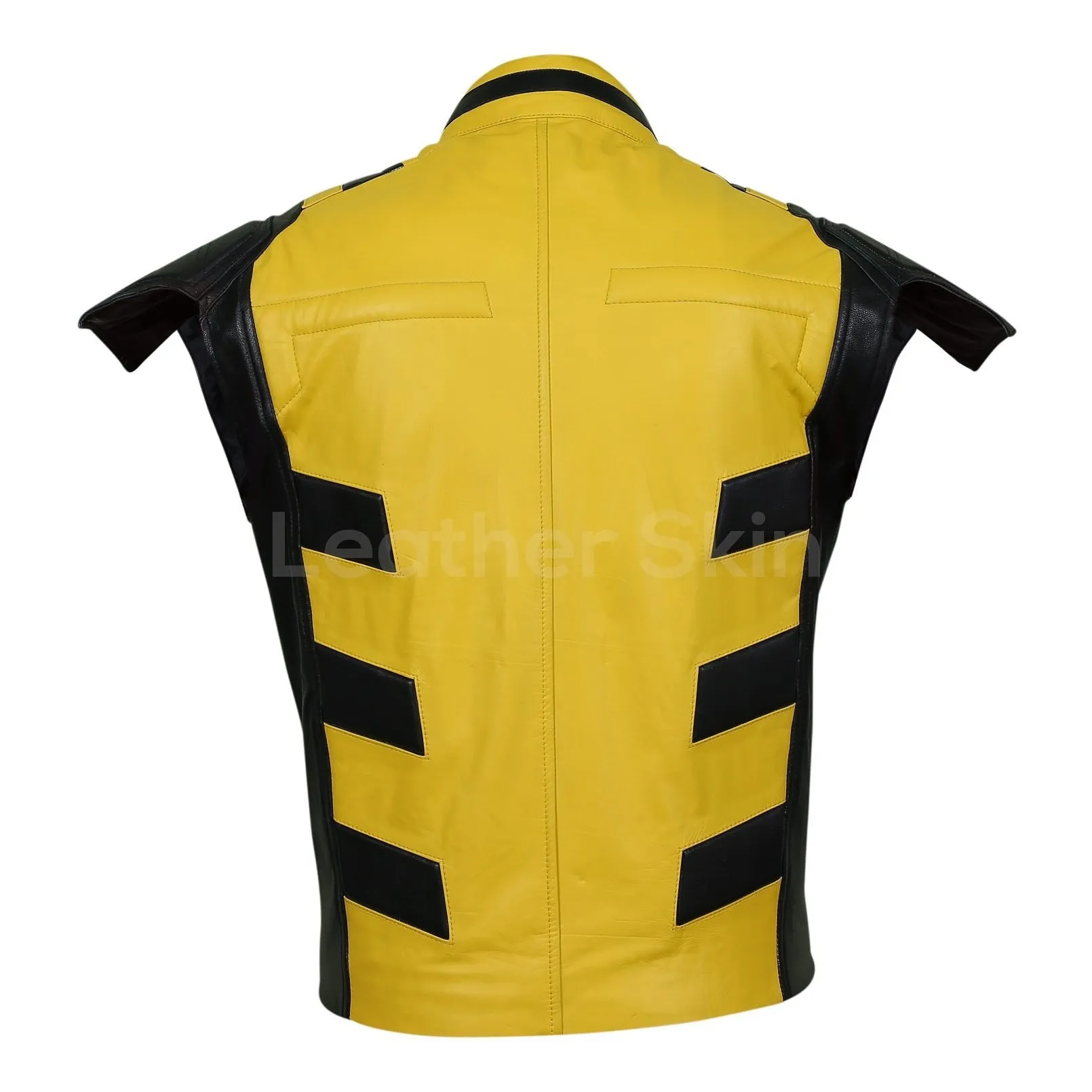 Men Yellow Leather Vest with Shoulder Support