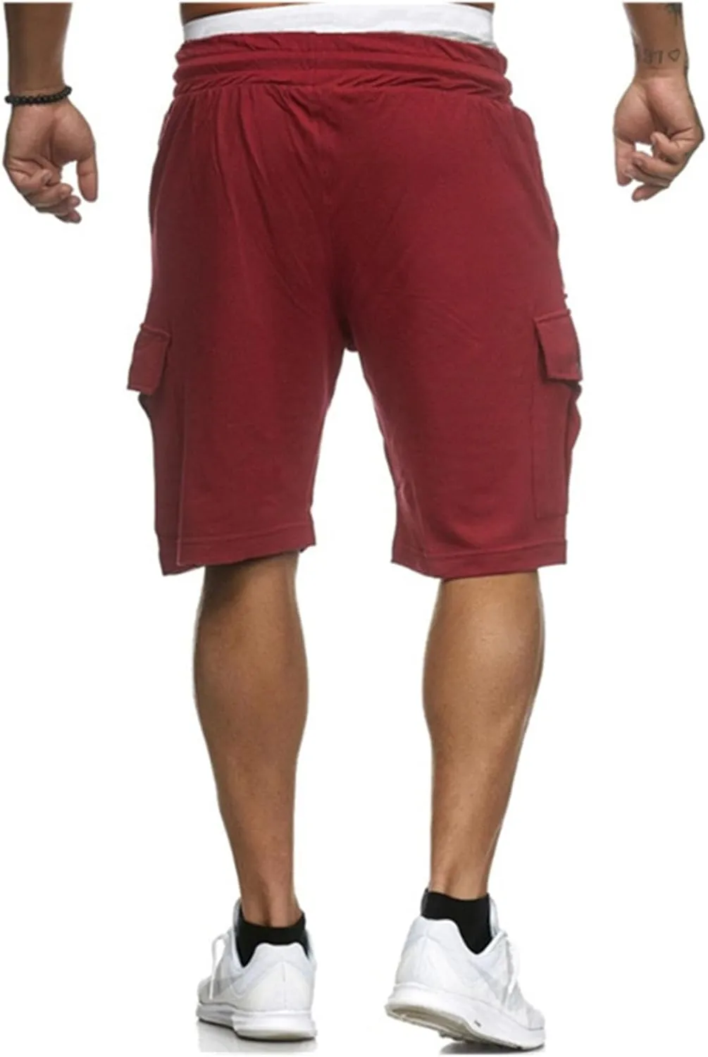 Mens Casual Cargo Shorts - Summer Beach Shorts Drawstring Stretch Twill Chino Short with Pockets