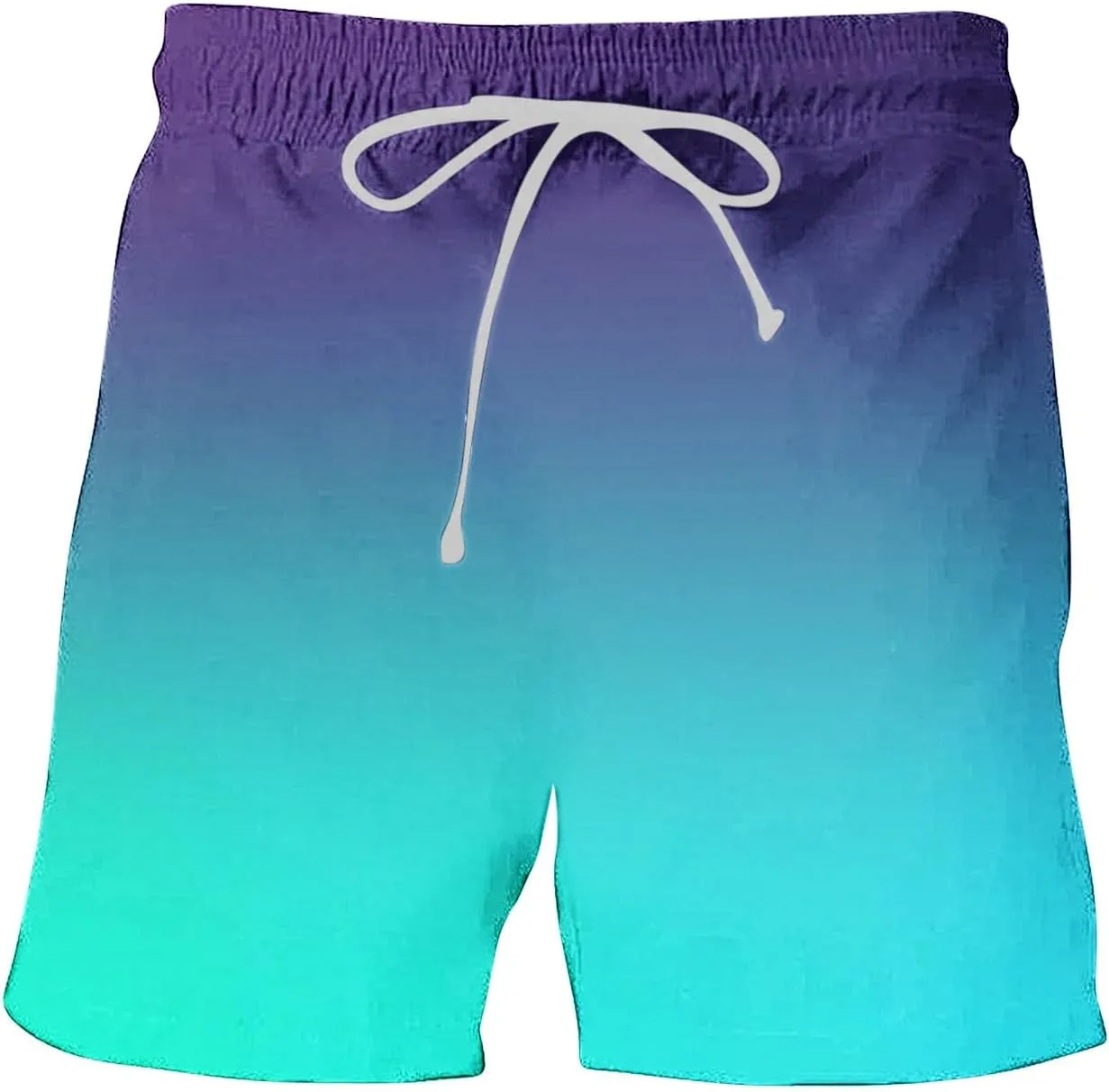 Mens Summer Beach Short Pants Gradient Drawstring Elastic Stretch Casual Shorts Multi-Pocket Fast Dry Baggy Jorts
