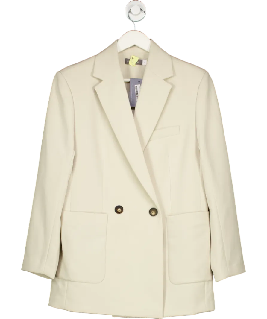Mint Velvet Cream Double Breasted Blazer UK S
