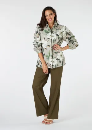 Myra White Magnolia Cotton Canvas Overshirt - size M/L