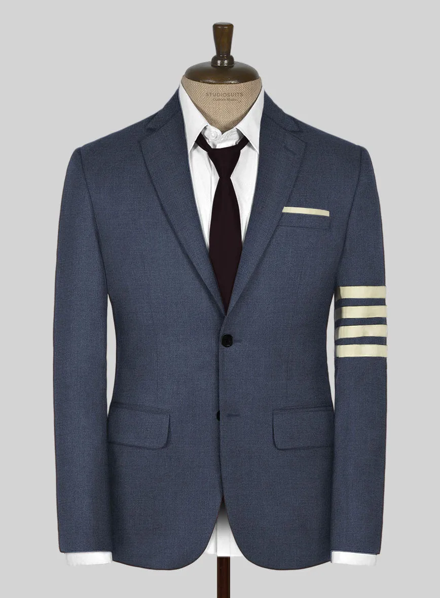Napolean Slate Blue Wool Ivory Bar Jacket