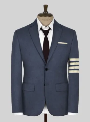 Napolean Slate Blue Wool Ivory Bar Jacket