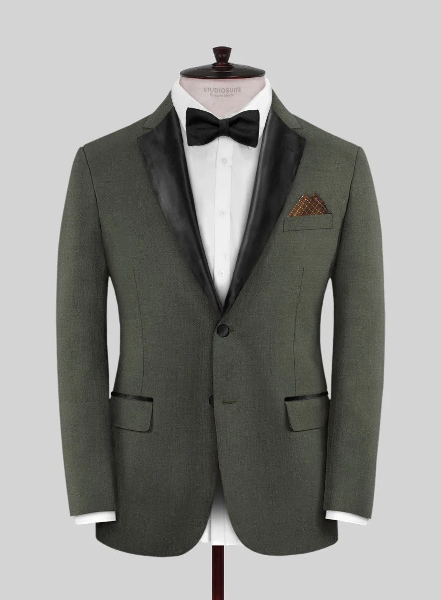Napolean Stretch Olive Green Wool Tuxedo Jacket