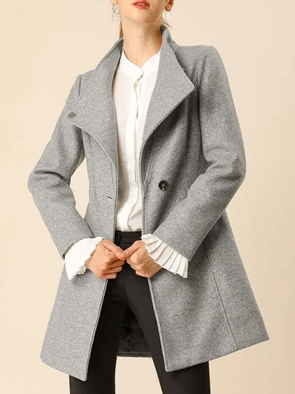 New Faux Fur Coats For Women Casual Windbreaker Stand Collar Long Sleeves Lace Up Ivory Winter Coat