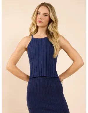 No Bad Days Ribbed Sweater Tank (Navy)