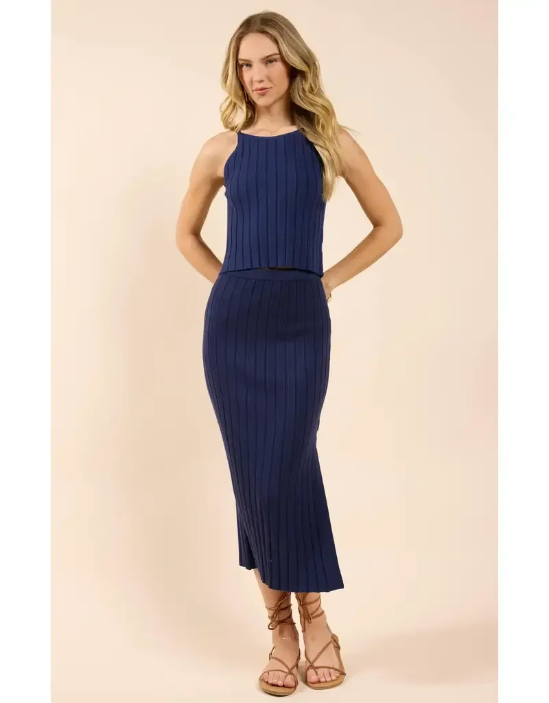 No Bad Days Ribbed Sweater Tank (Navy)