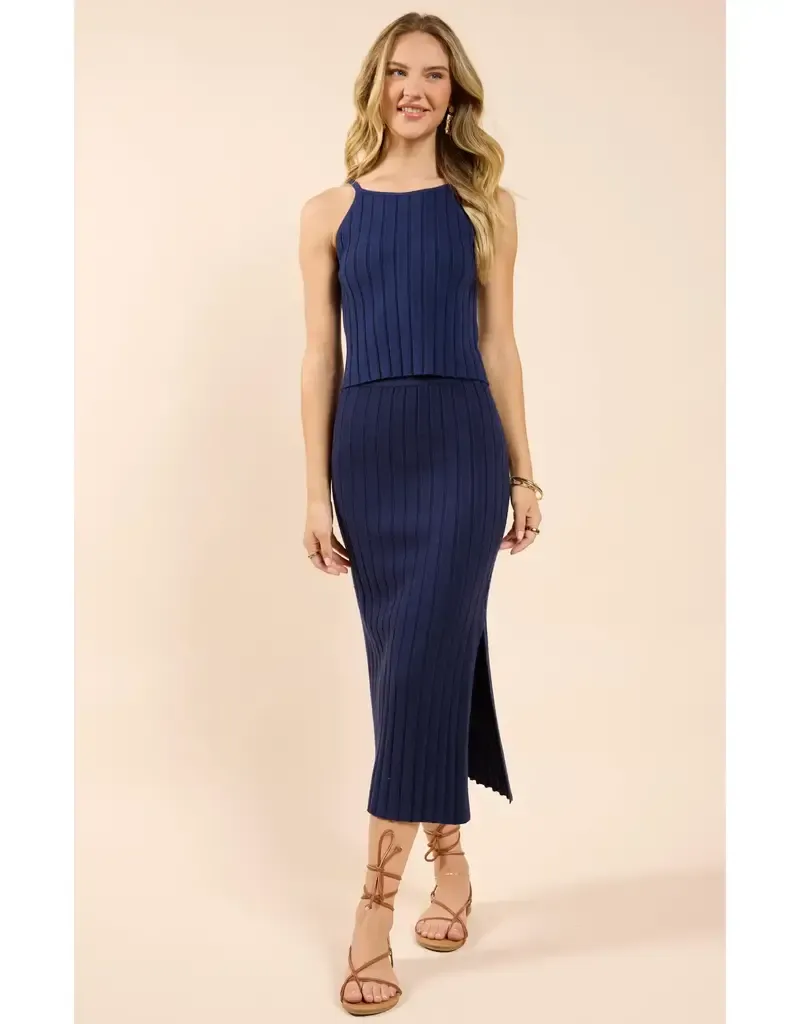 No Bad Days Ribbed Sweater Tank (Navy)