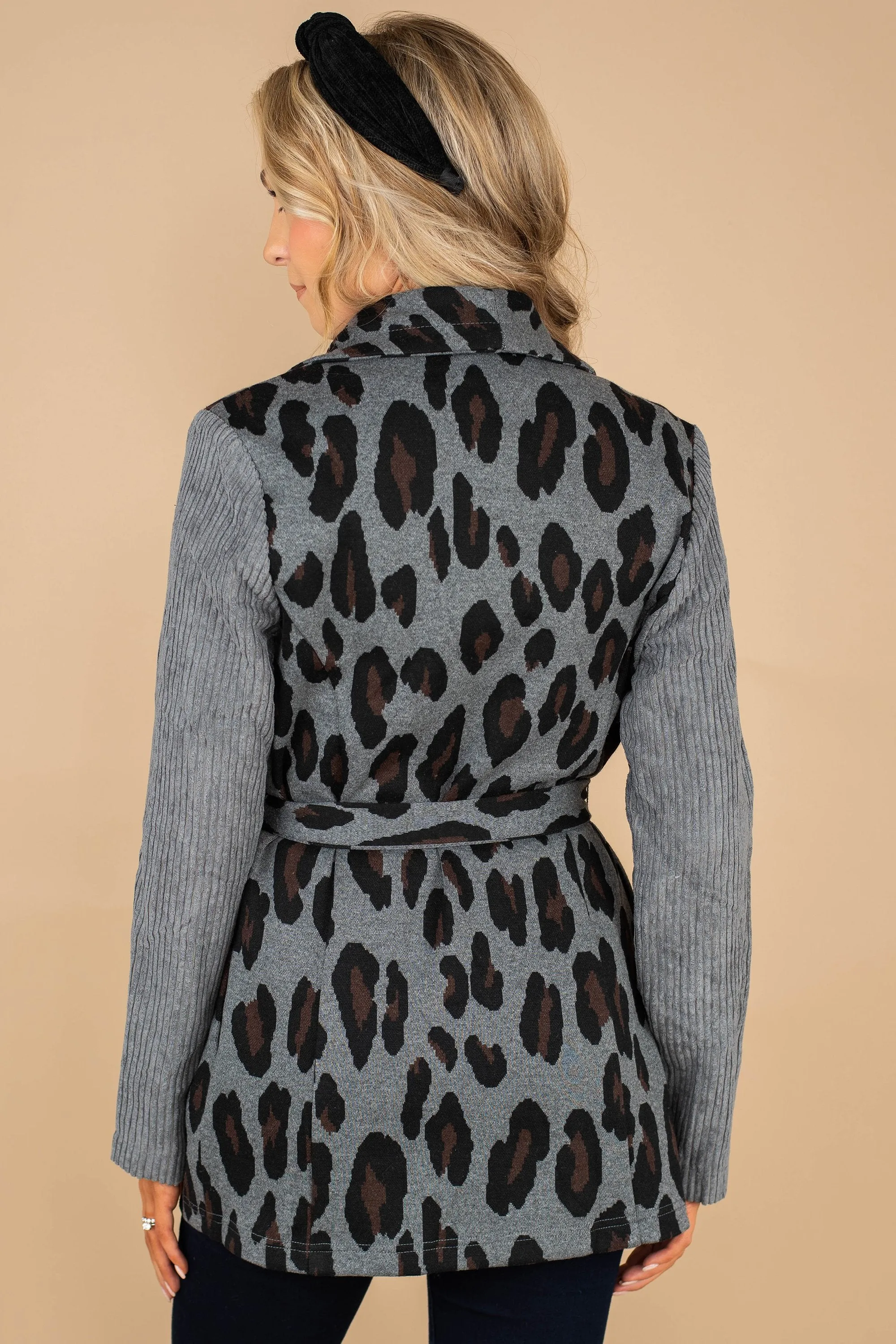 Now You Understand Charcoal Gray Leopard Jacket
