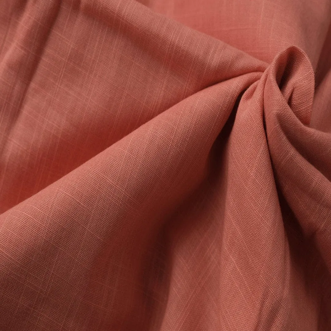 Orange Slub Cotton Fabric