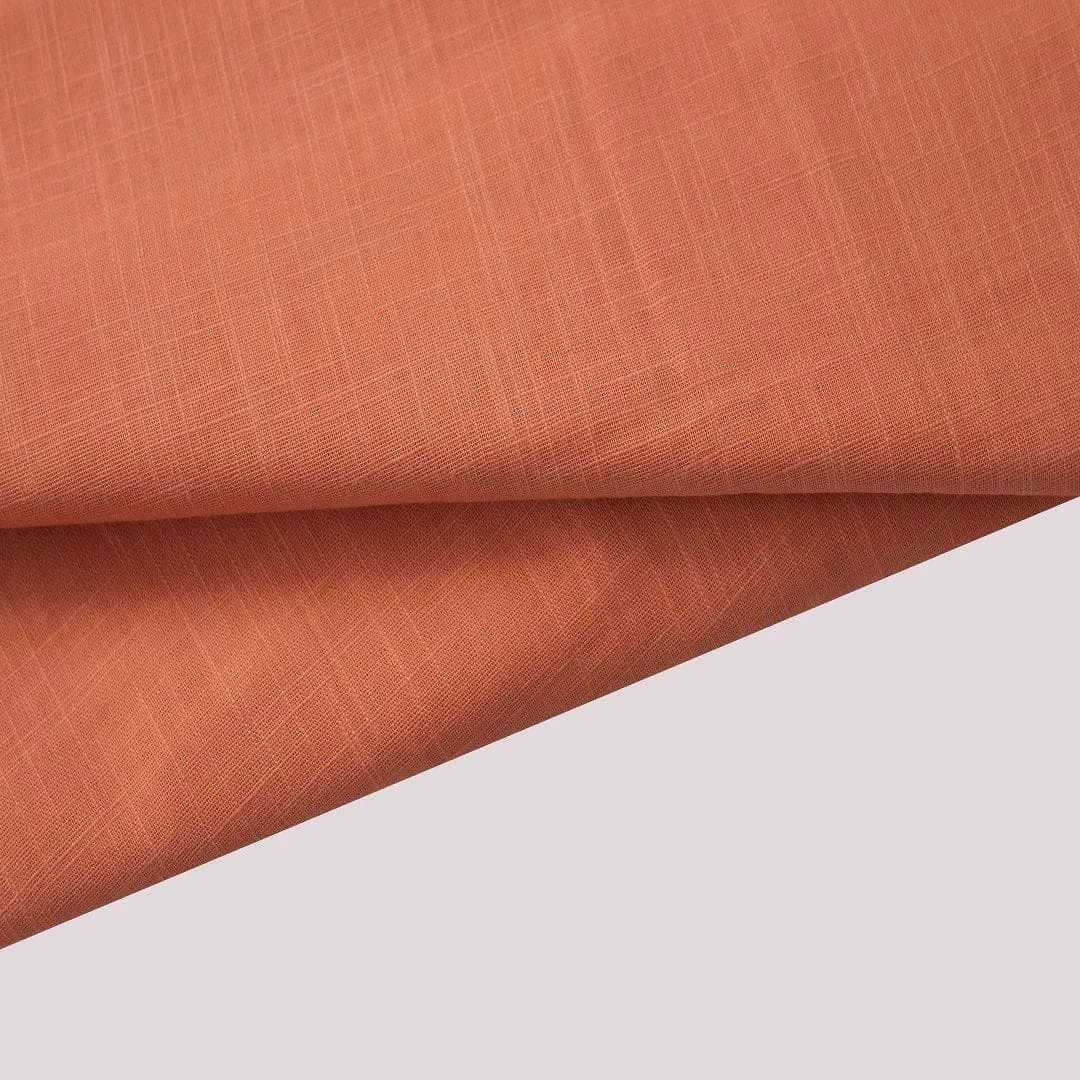Orange Slub Cotton Fabric