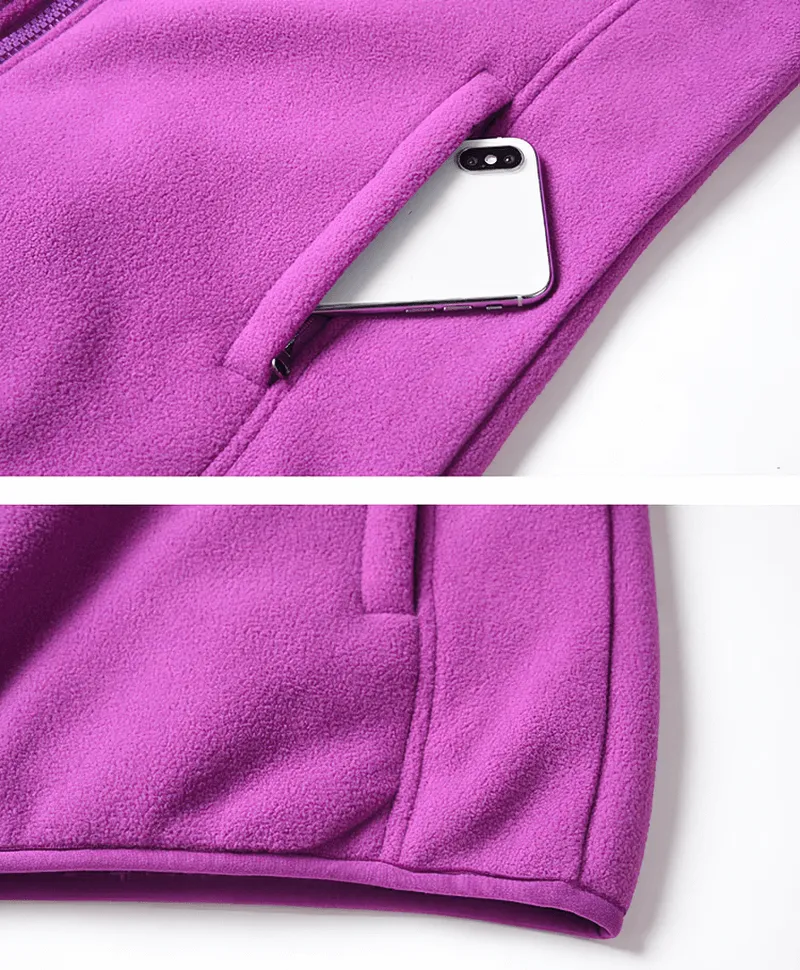 Outdoor Sports Stand Collar Zipper Thermal Fleece Jacket - SF0885
