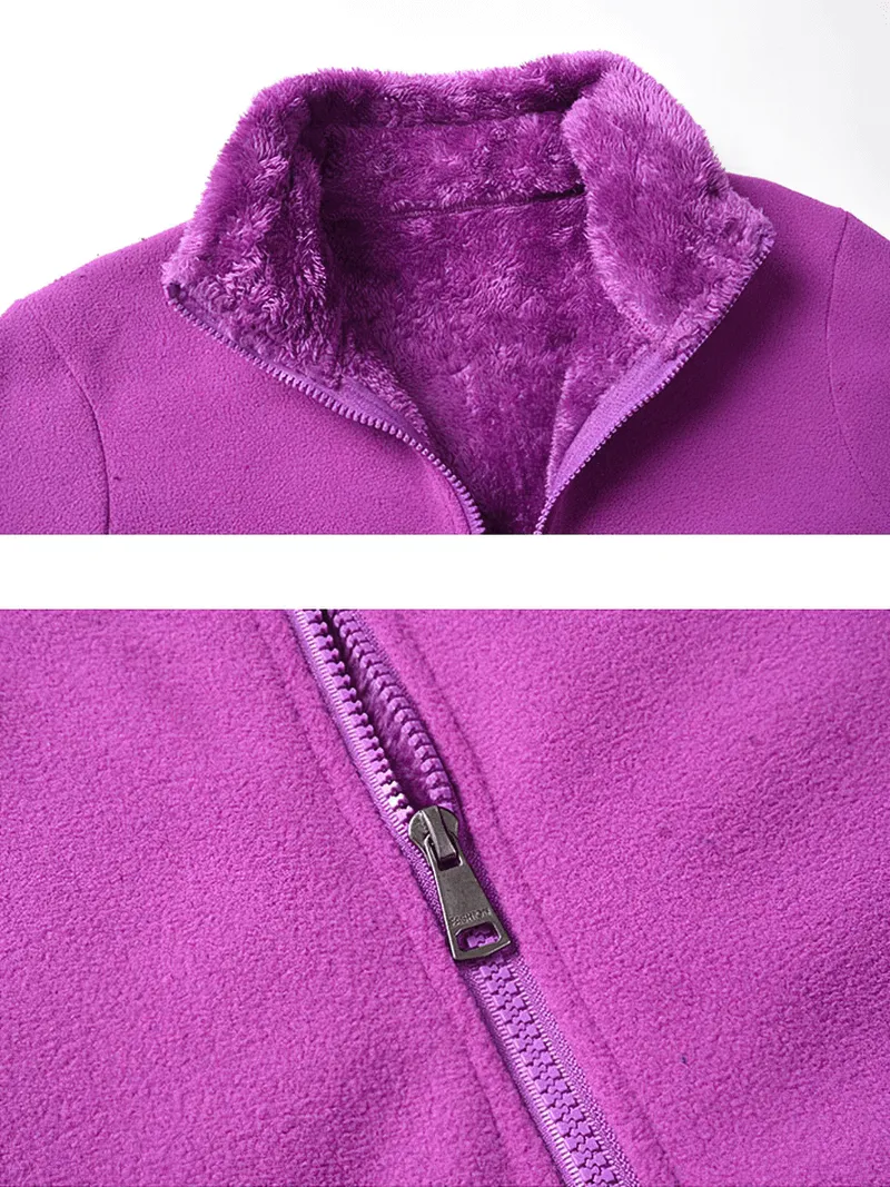 Outdoor Sports Stand Collar Zipper Thermal Fleece Jacket - SF0885