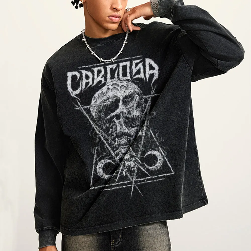 Oversized Vintage Washed Gothic Grunge Defame Graphic Sweatshirt
