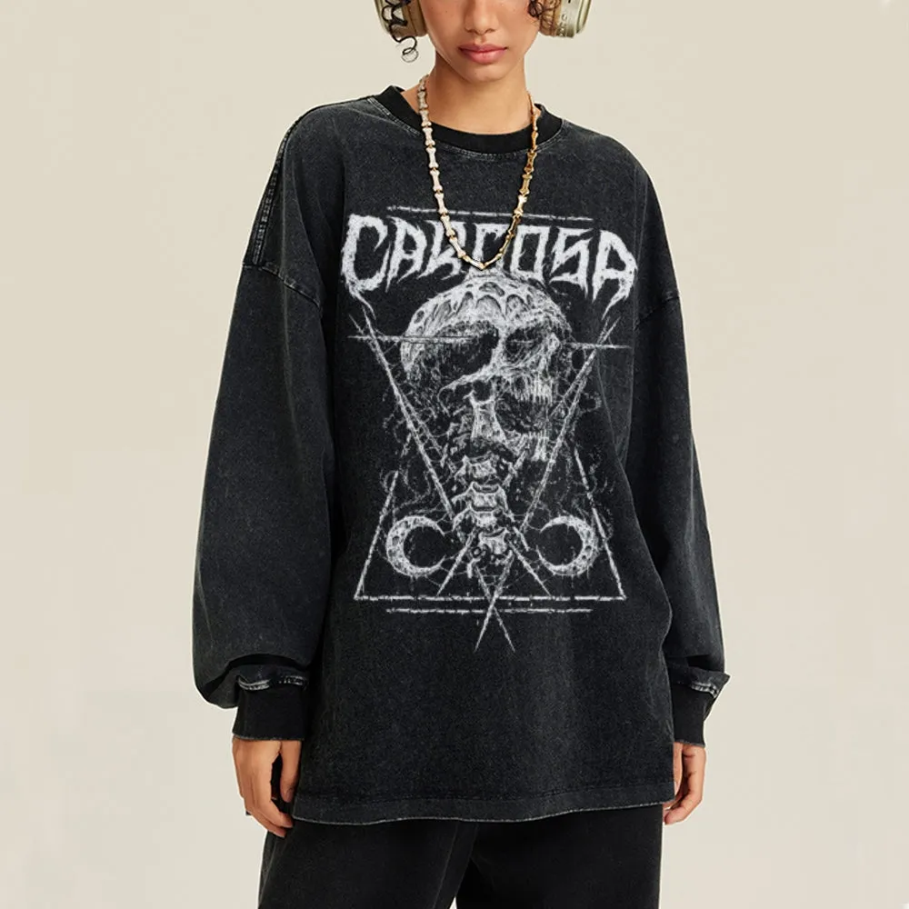 Oversized Vintage Washed Gothic Grunge Defame Graphic Sweatshirt