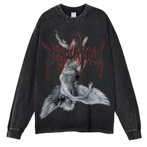 Oversized Vintage Washed Gothic Grunge Graphic Sweatshirt