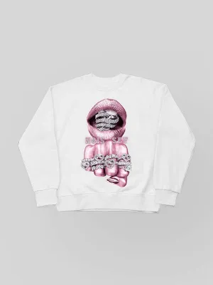 Pink Silver Diamond-Rich Printed sweatshirt