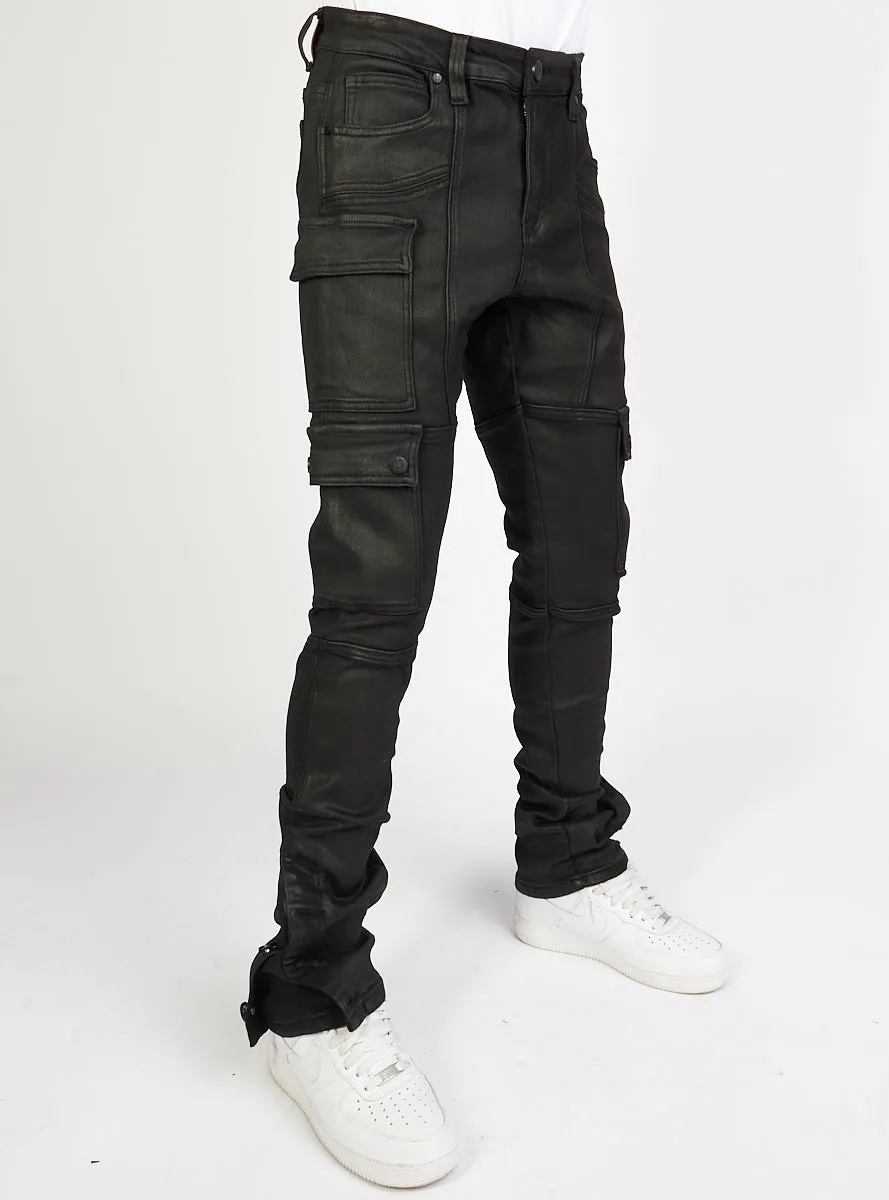 Politics Stacked Flare Jeans Wax - Button - Hans503