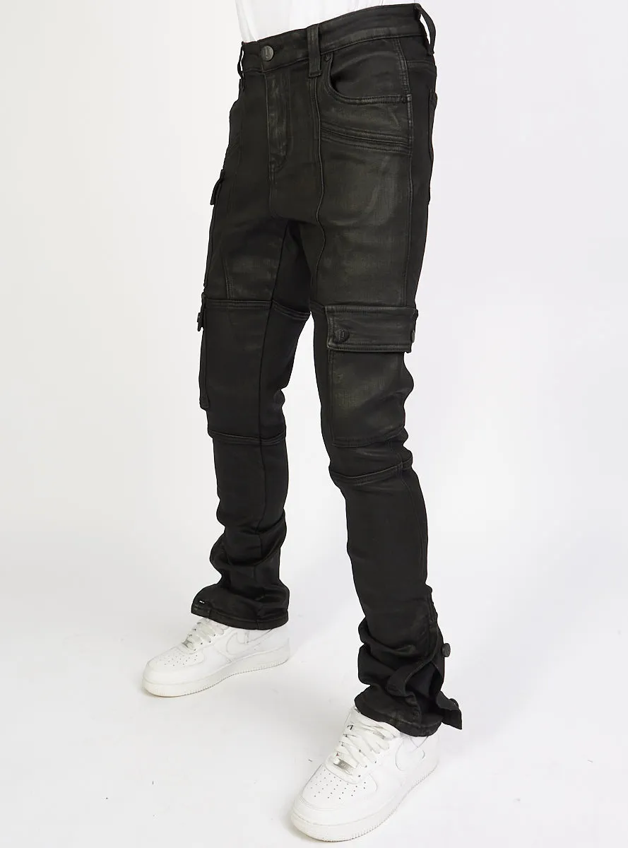 Politics Stacked Flare Jeans Wax - Button - Hans503