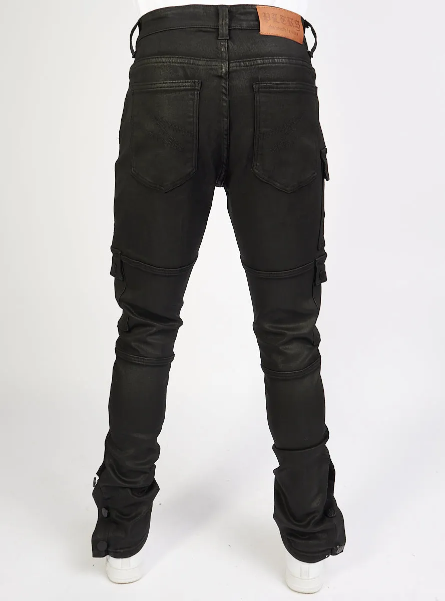 Politics Stacked Flare Jeans Wax - Button - Hans503