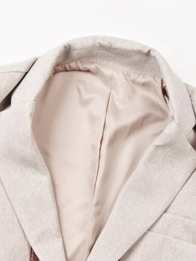 Pre Order:  Leather Accent Notched Collar Blazer