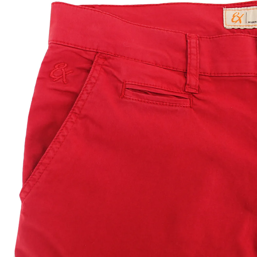 Red Slim Fit Chino Shorts