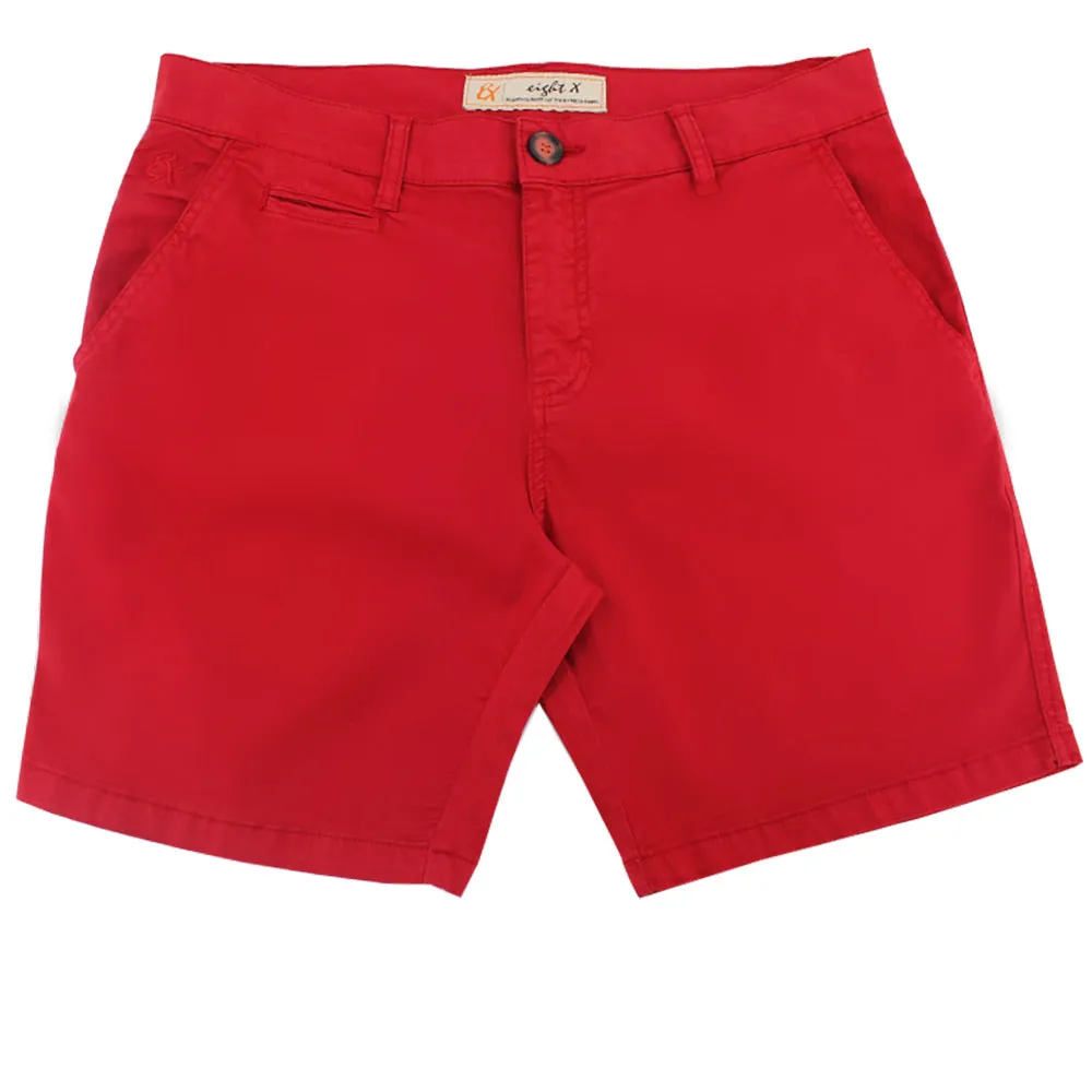 Red Slim Fit Chino Shorts