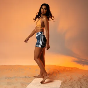 ROYAL Team Iconic. Athletix Yoga Shorts Pinstripe Navy and Wh