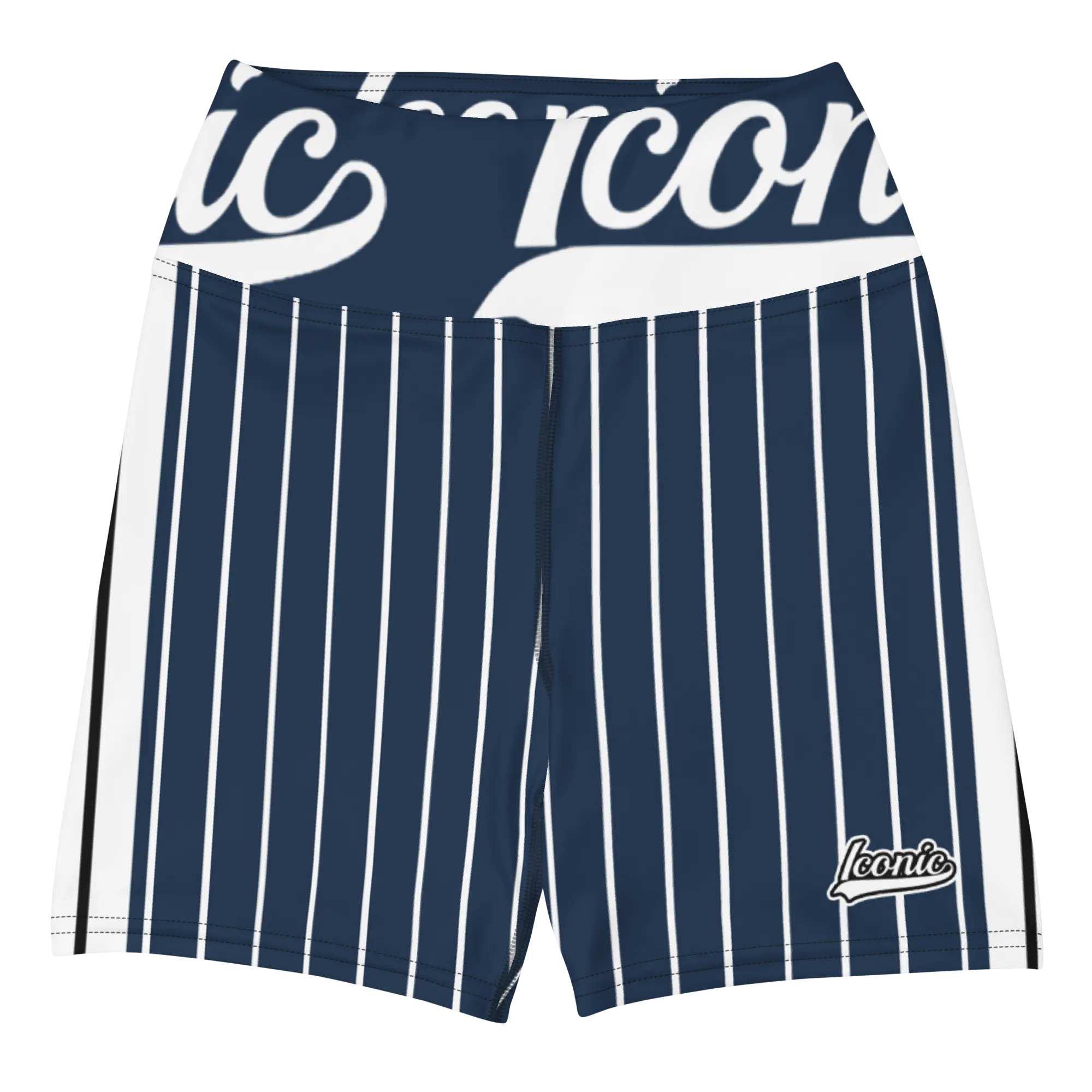 ROYAL Team Iconic. Athletix Yoga Shorts Pinstripe Navy and Wh