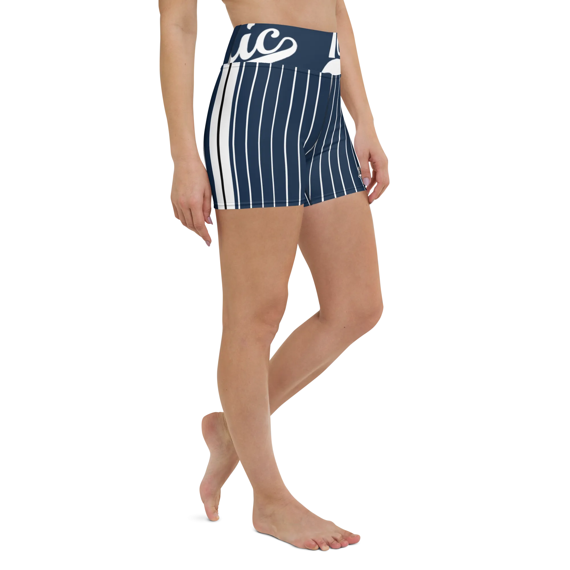ROYAL Team Iconic. Athletix Yoga Shorts Pinstripe Navy and Wh