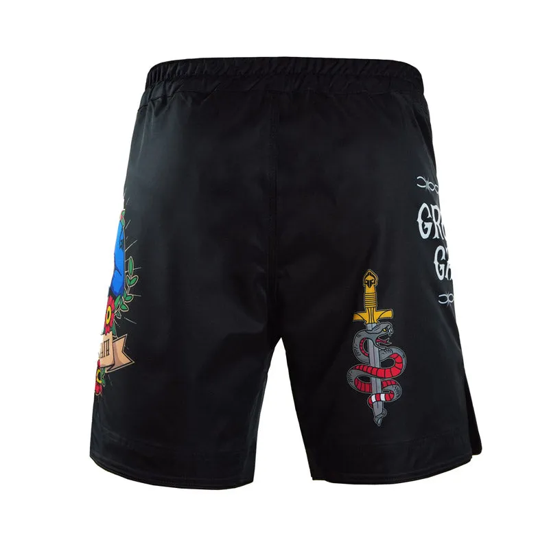 Short BJJ / MMA GROUND GAME Oldschool - Negru - Barbati