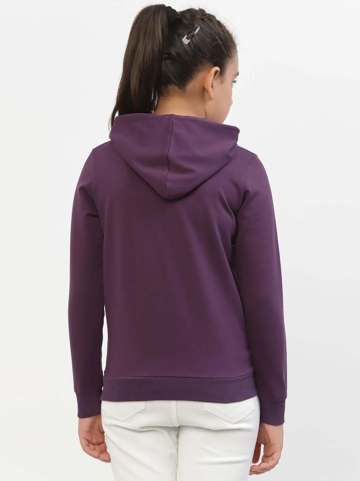 Spunkies Zig-Zag Printed Organic Cotton Hoodie Voilet
