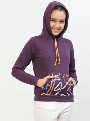 Spunkies Zig-Zag Printed Organic Cotton Hoodie Voilet