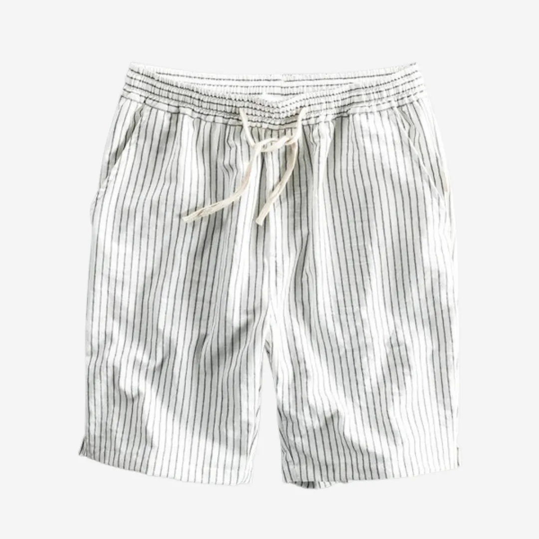 Tom Carter Linen-Blend Striped Shorts