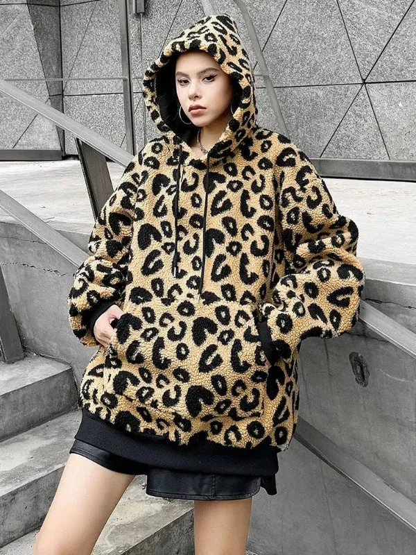 Wenkouban-Winter outfits Christmas Cozy Animal Print Pocket Sweatshirt Hooded Jacket