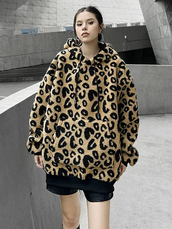 Wenkouban-Winter outfits Christmas Cozy Animal Print Pocket Sweatshirt Hooded Jacket