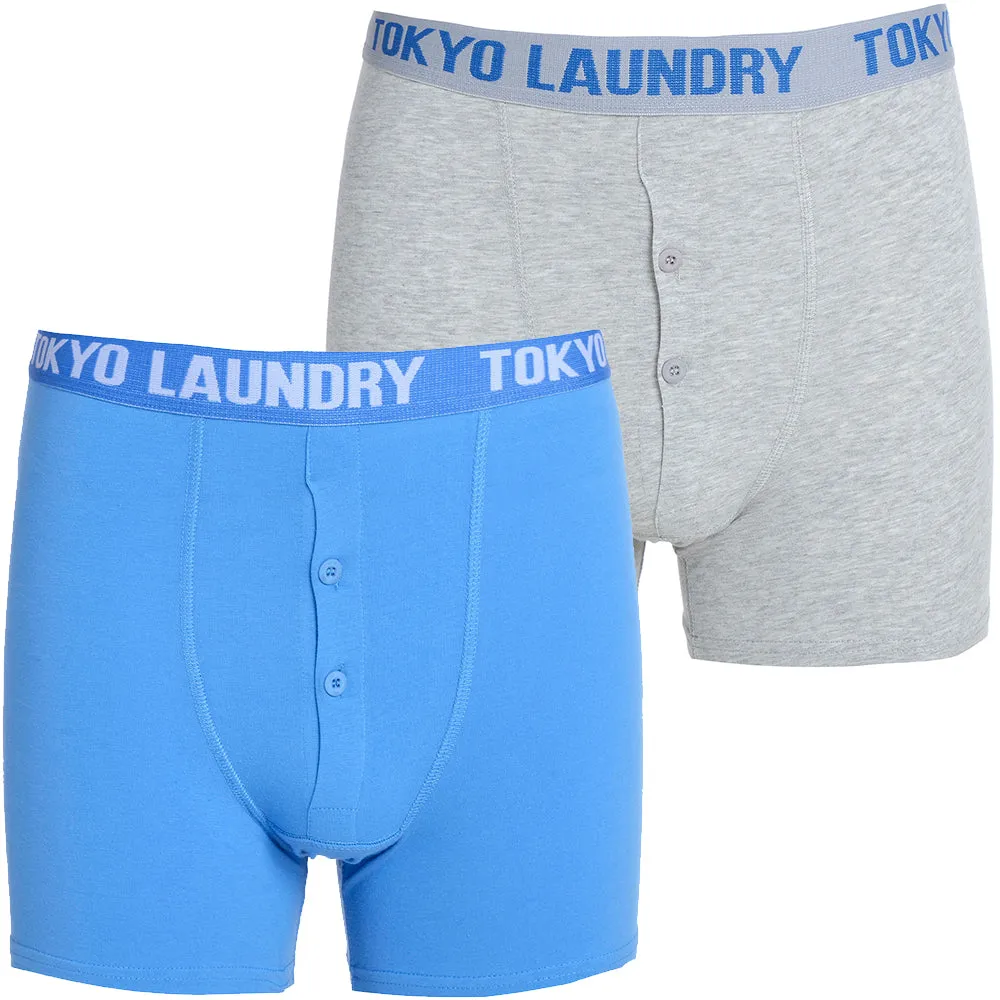 West Hawk (2 Pack) Boxer Shorts Set in Regatta Blue / Light Grey Marl - Tokyo Laundry